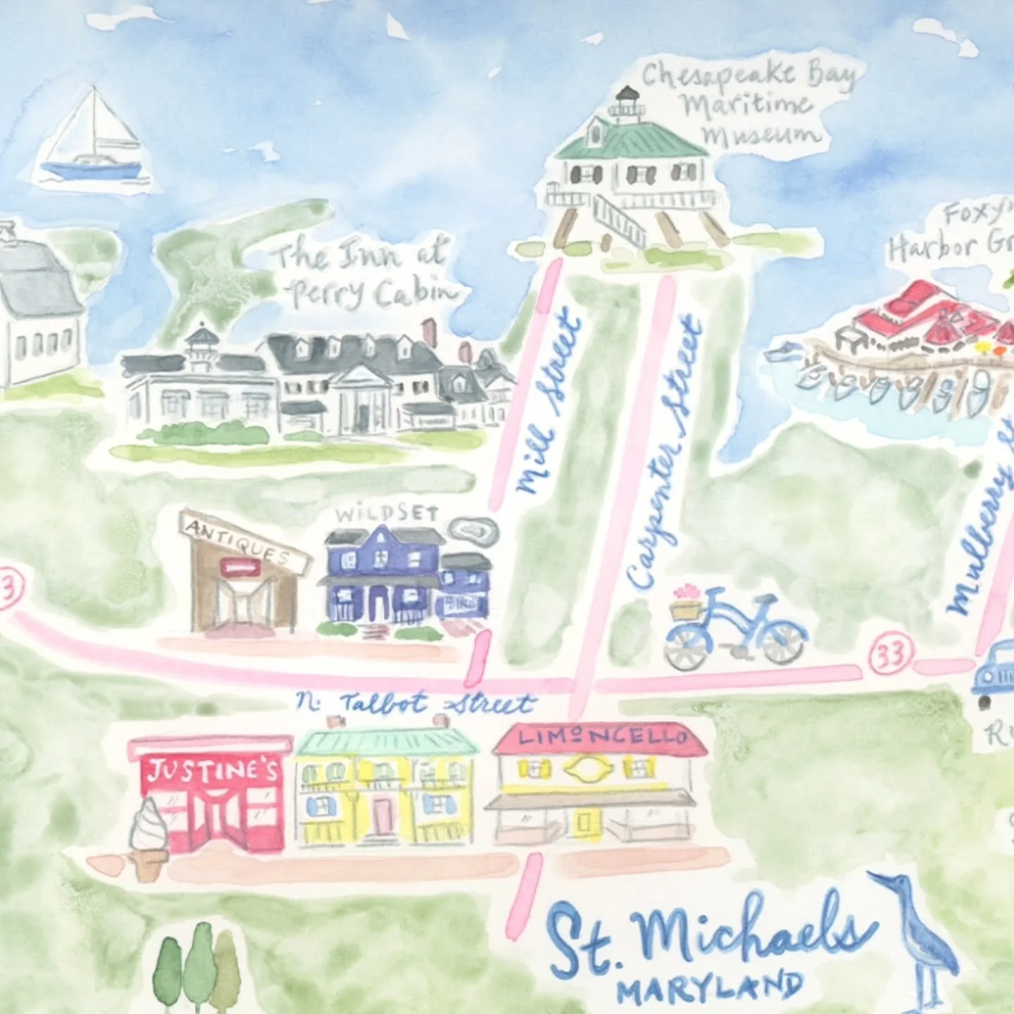 Happy first anniversary to Katherine + Thomas, who were married in charming St. Michael's, MD🦀....here's a detail shot of the colorful map that @lewesletteringco incorporated in their beautiful invitation suite!

Event planner @kaririderevents 
Wedd