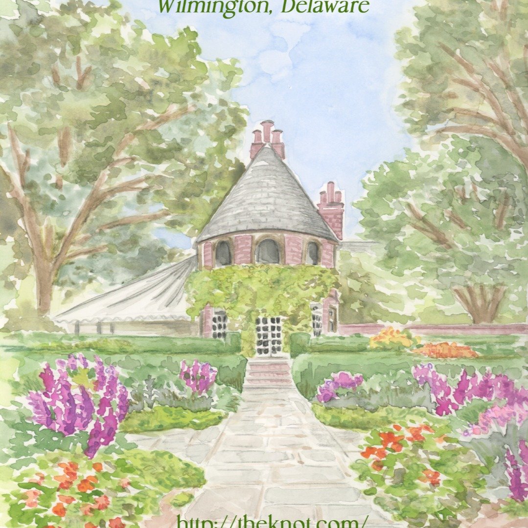 One of the prettiest wedding venues (I'm a little biased)...
Here's a close up of Clare + Will's Save the Date for their beautiful September wedding at the Greenville Country Club -timeless elegance personified.

#handpainted #watercolor #delawarewed