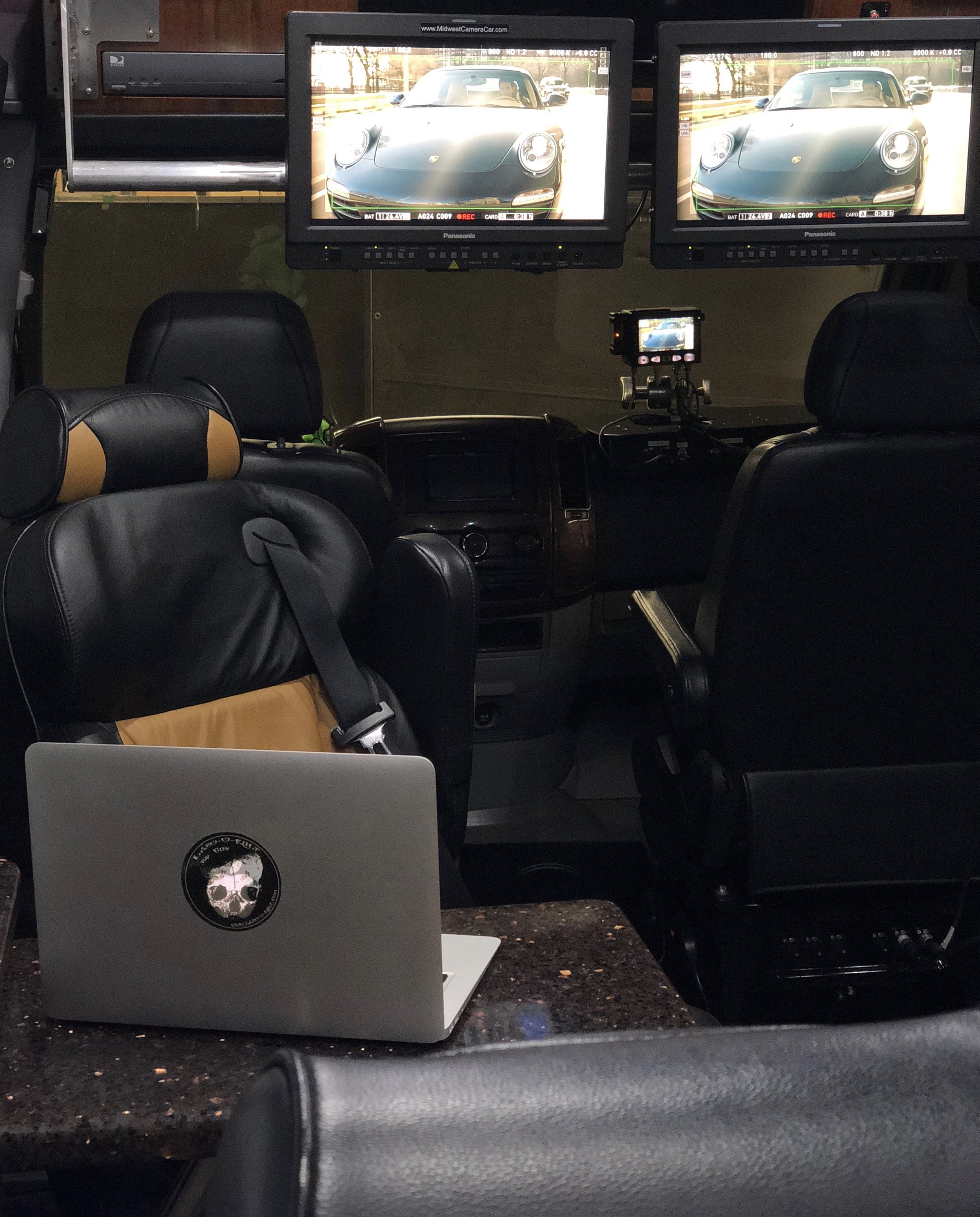 Video Village Monitor and PIX 240.  Executive, Client Van, Video Village Van, Chase Van, Command Van.