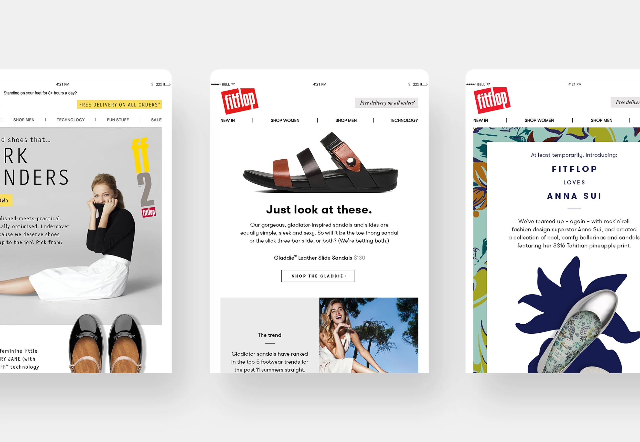 UI/UX and Art Direction for FitFlop , an international shoe brand. Working across multiple projects such as email marketing, campaigns, online advertising and improving the end to end journeys for new and returning FitFlop users. Art Directed seasonal campaigns and online content. 