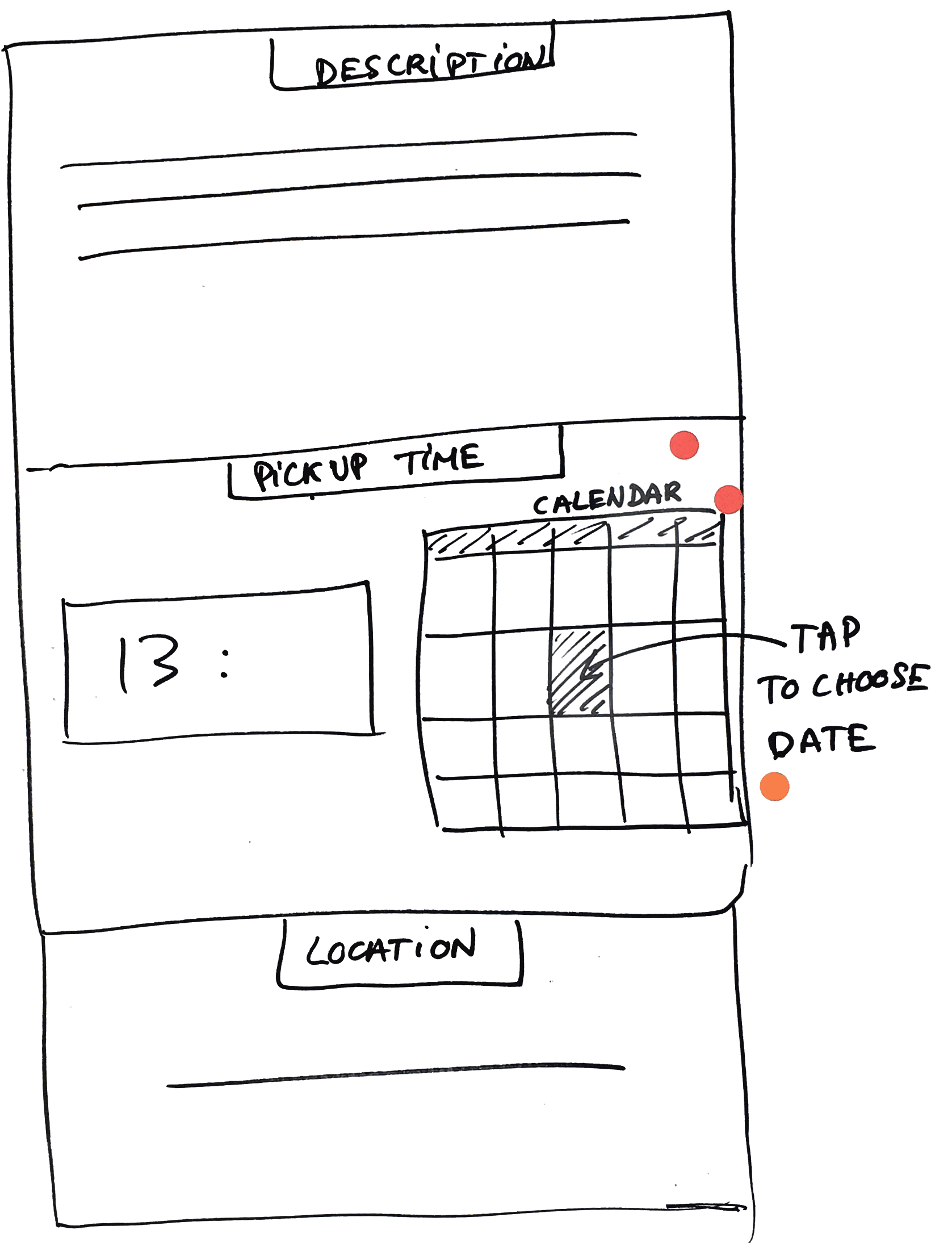 In the first round, I sketched a calendar feature.