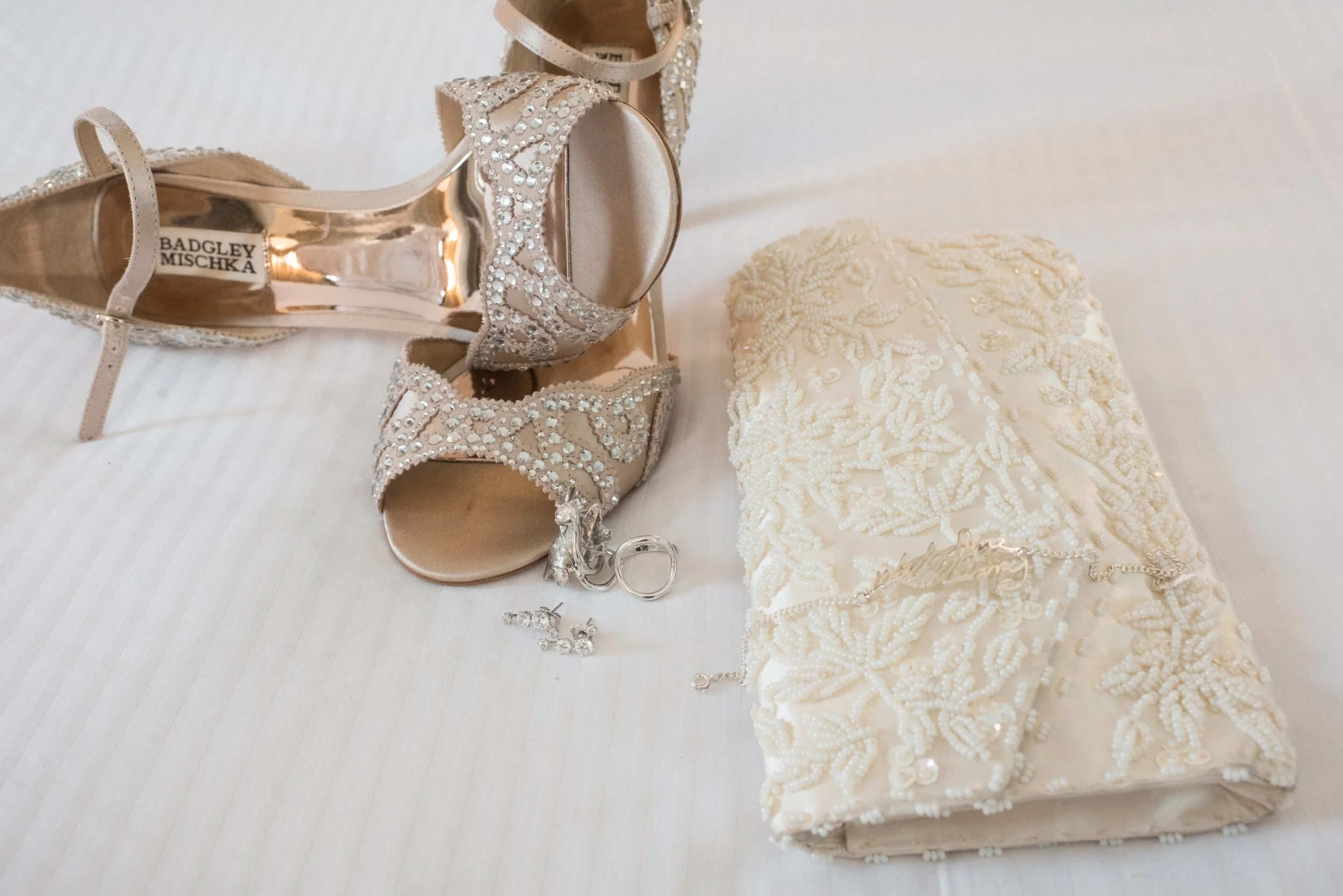 Nothing better than perfect wedding shoes and meaningful jewelry on your wedding day.