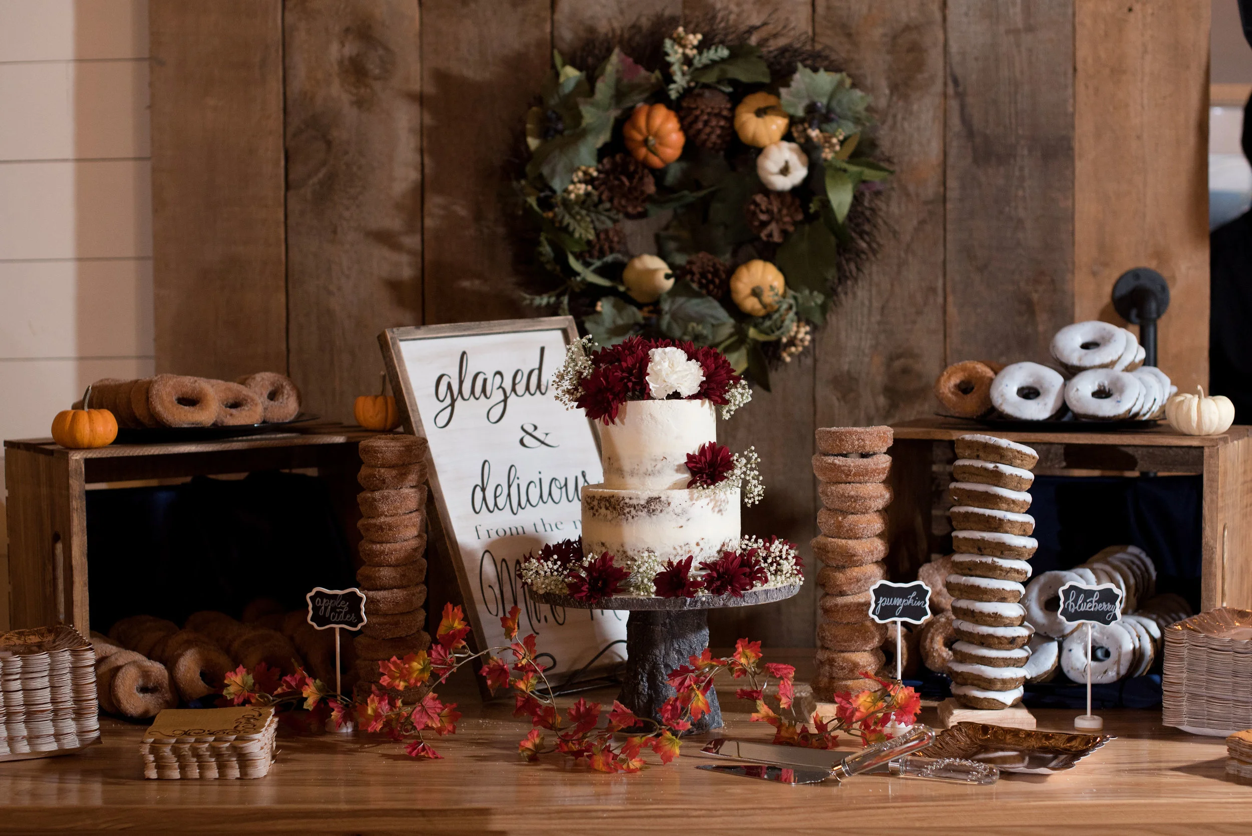 Donuts, donuts, donuts! Frosted blueberry, pumpkin and apple favors were greatly enjoyed by all!