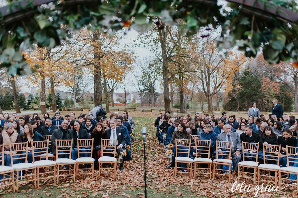 Everyone getting cozy and ready for the ceremony to begin!