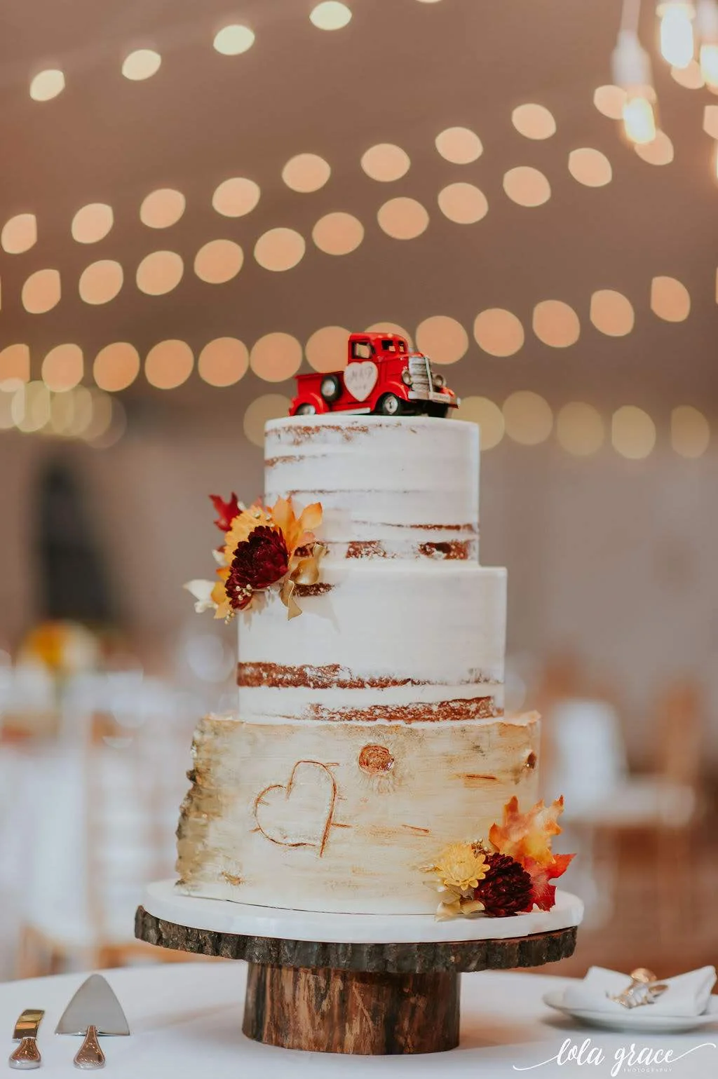 Their meaningful cake topper was modeled after Paul’s grandfather’s truck.