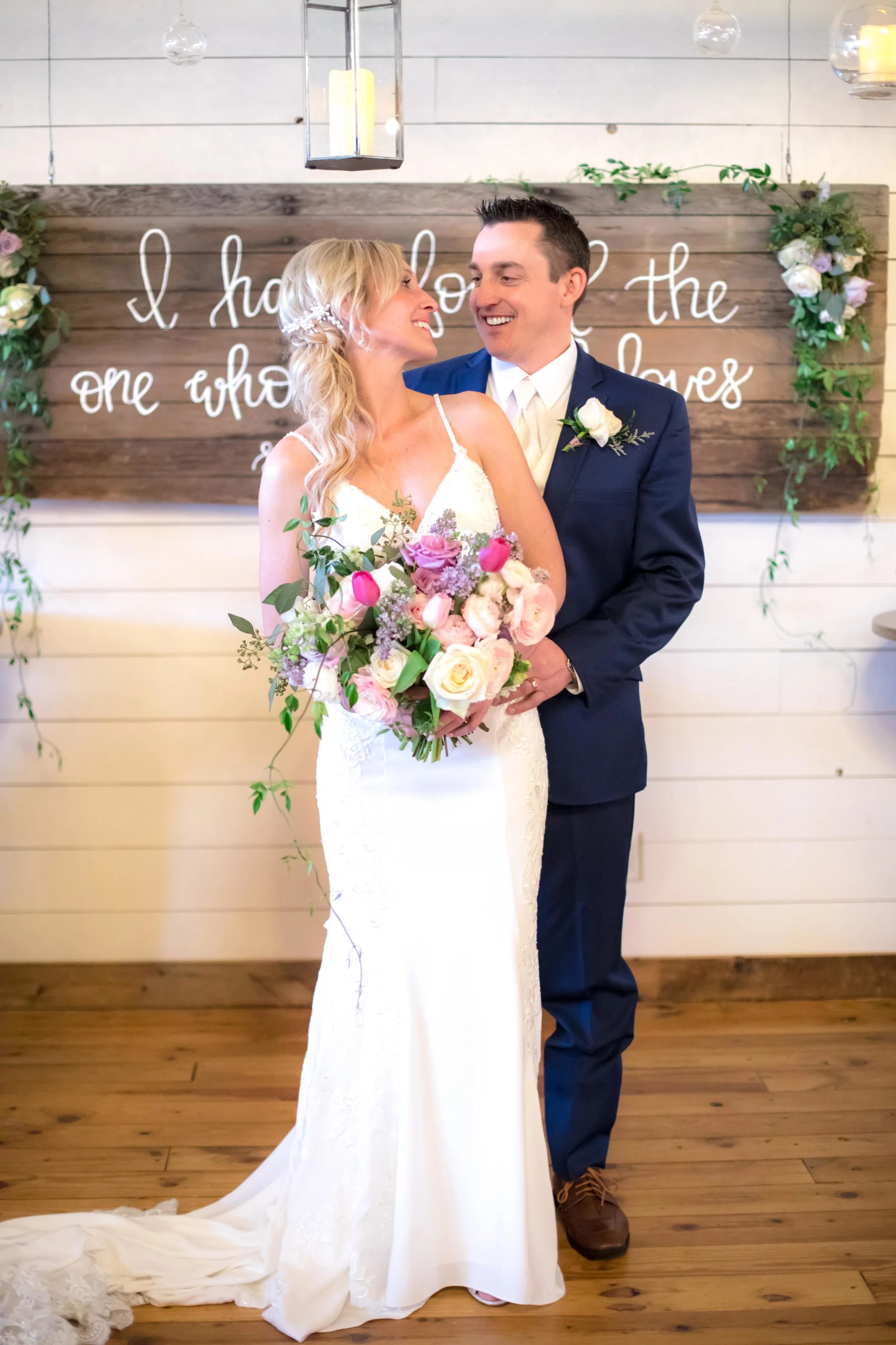 The newlyweds! We are still obsessing over their spring wedding look, so perfect!