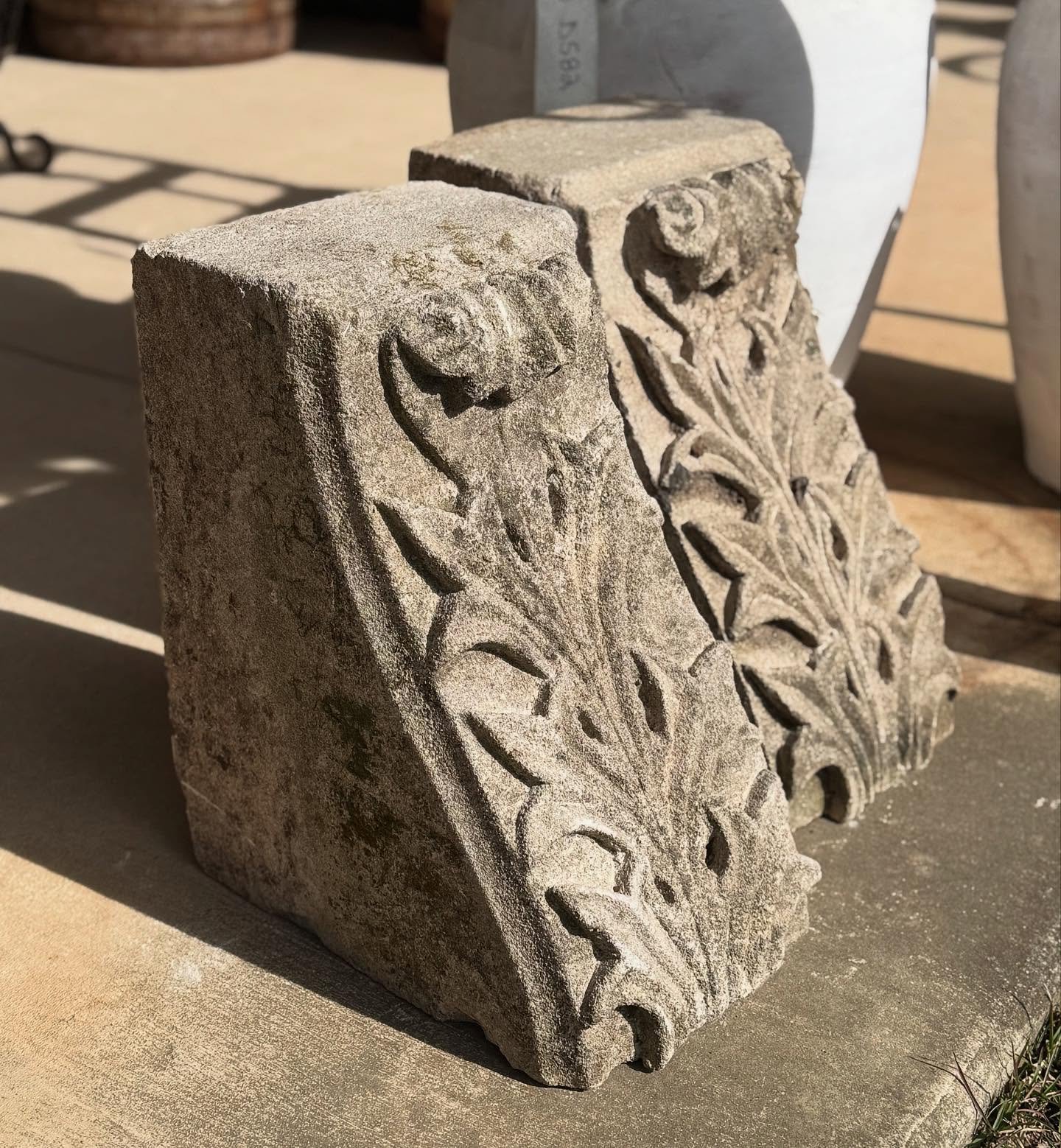 Architectural salvage has endless possibilities. Old mobile stone corbels from building torn down in 1960&rsquo;s in Downtown Mobile. 

How pretty would these be rehabbed into a mantle piece? Or house? 18&rdquo; high by 10&rdquo; wide; about 15.5&rdq