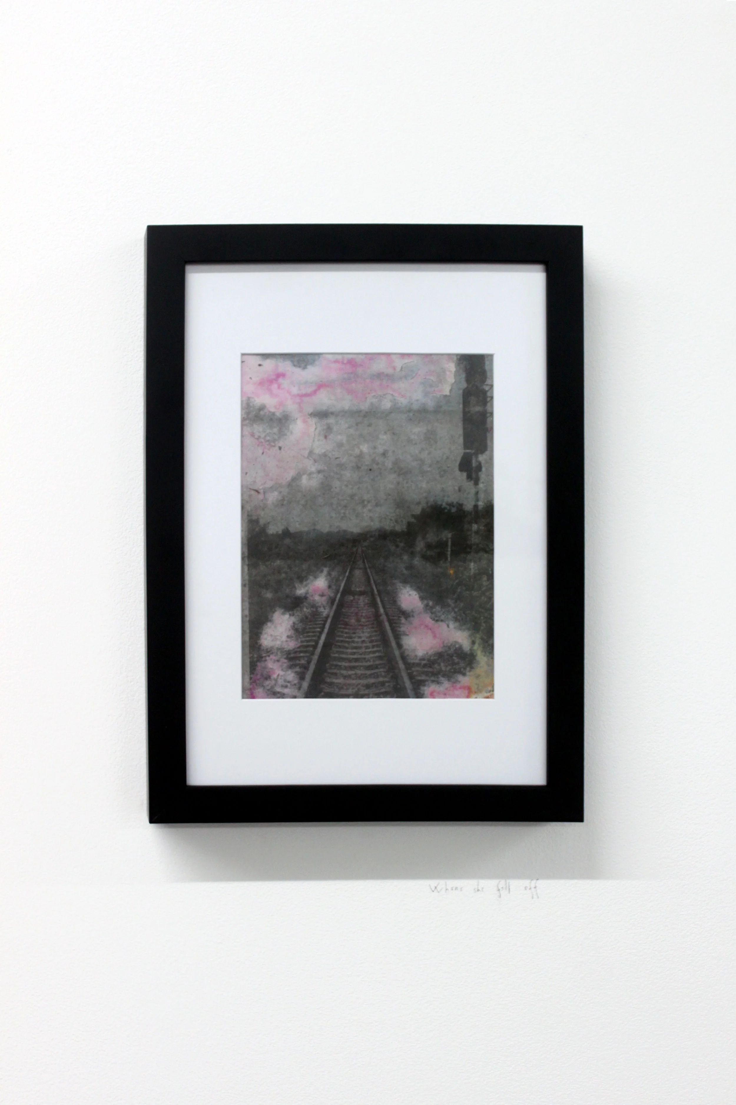 Edouard Burgeat, Train rails acid fragments, When she fell off, photographie argentine transférée sur acier, 21x15cm