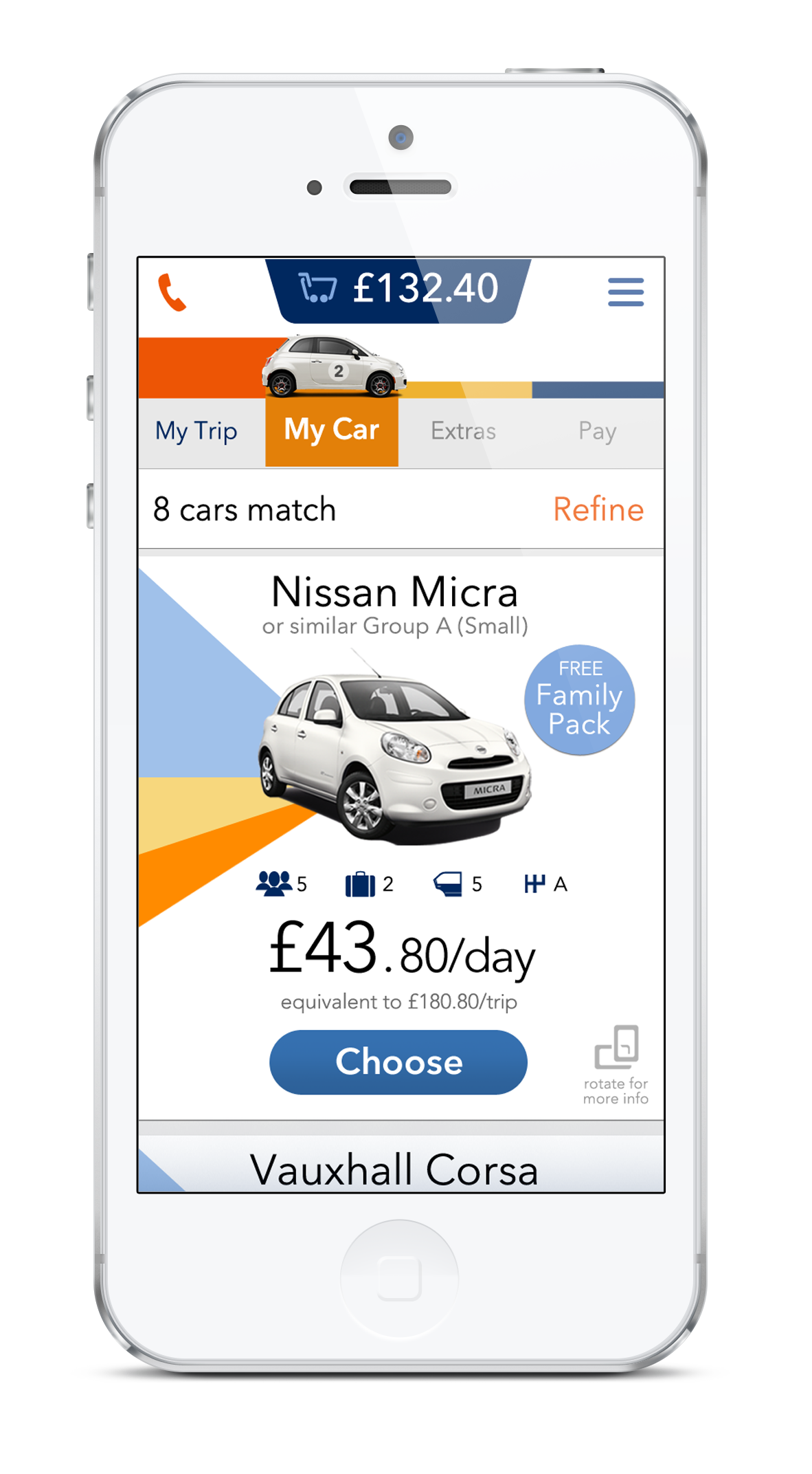 Budget car rental smartphone app