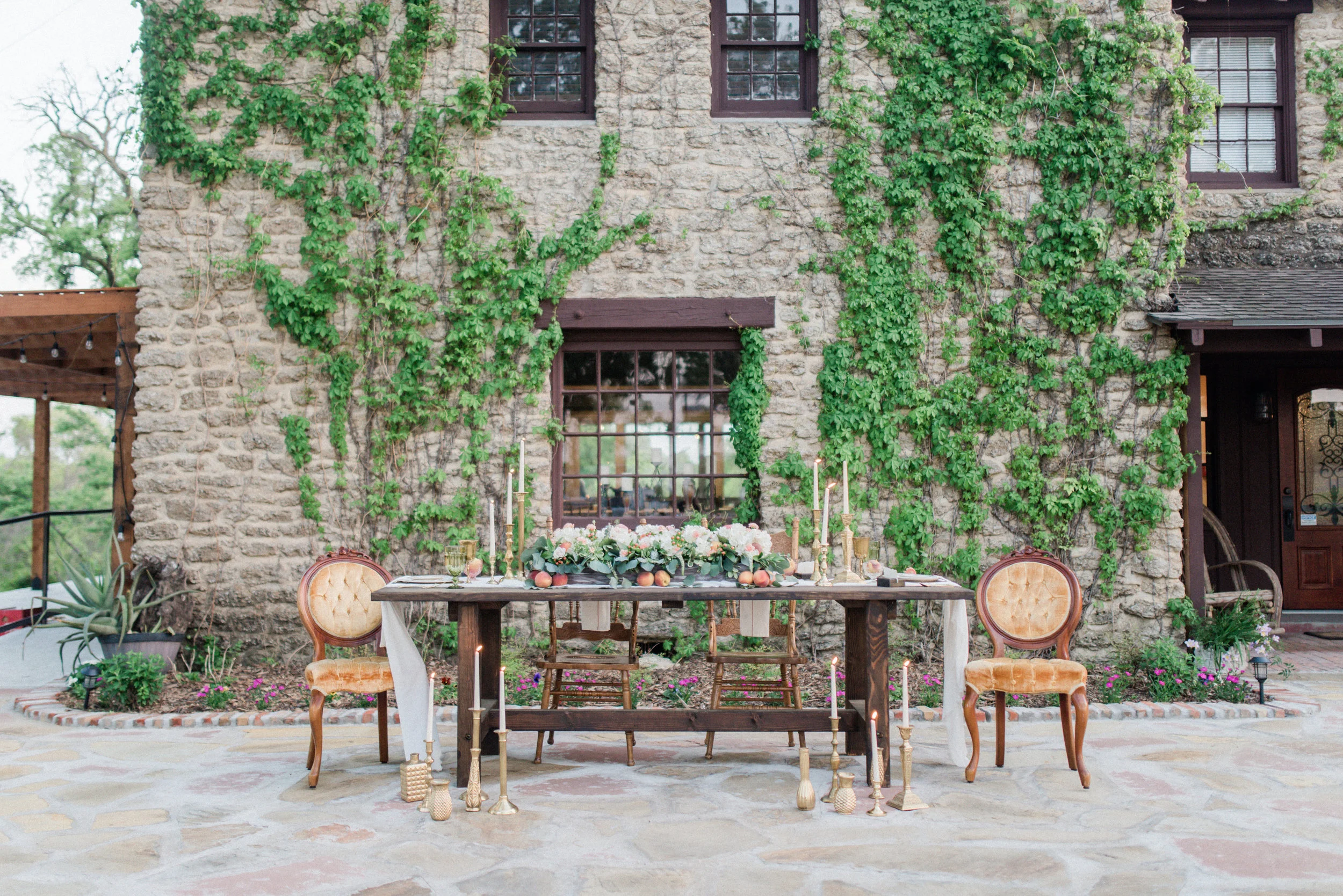 Sweet Peach Styled Wedding Hidden Gardens-Table Cake Set Up-0009.jpg