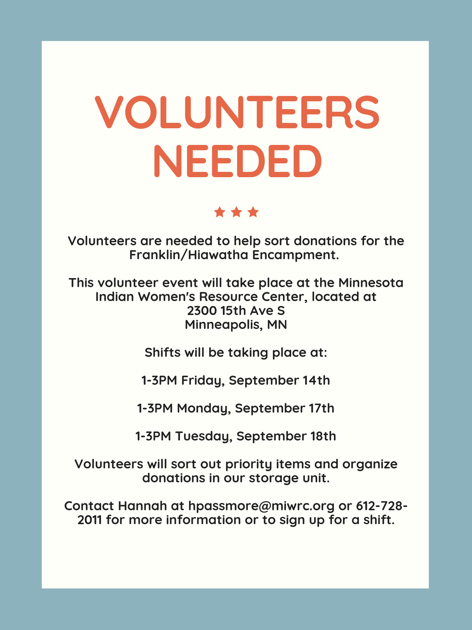 Volunteers needed NOW to sort donations to Franklin Hiawatha Camp.