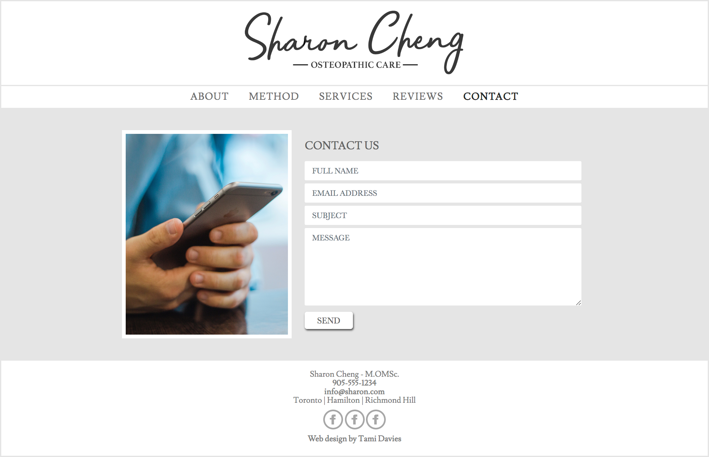 Website contact page - Desktop (Hand coded)