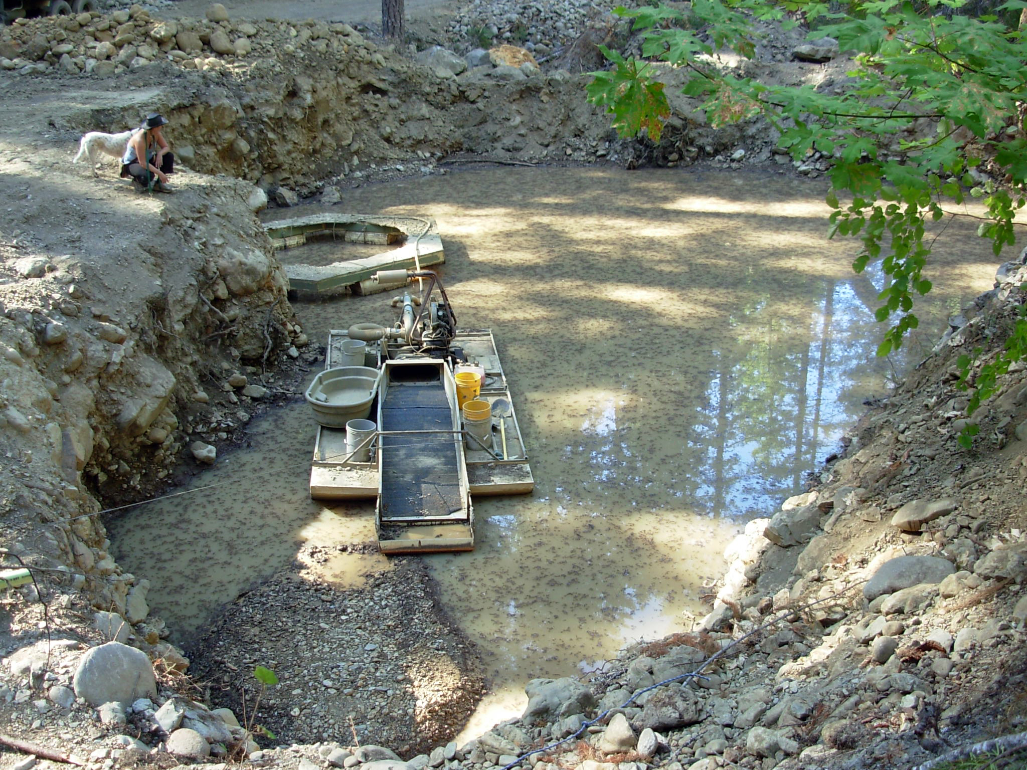 A settling pond from the Stray Dog Mine along the Rogue River is pictured here.