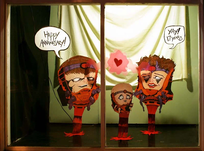 M.O.D.O.K. Window by Matt Delight. Photo by Brandon Joseph Baker. M.O.D.O.K. is (c) Marvel Comics. Done for the store's 17th anniversary.