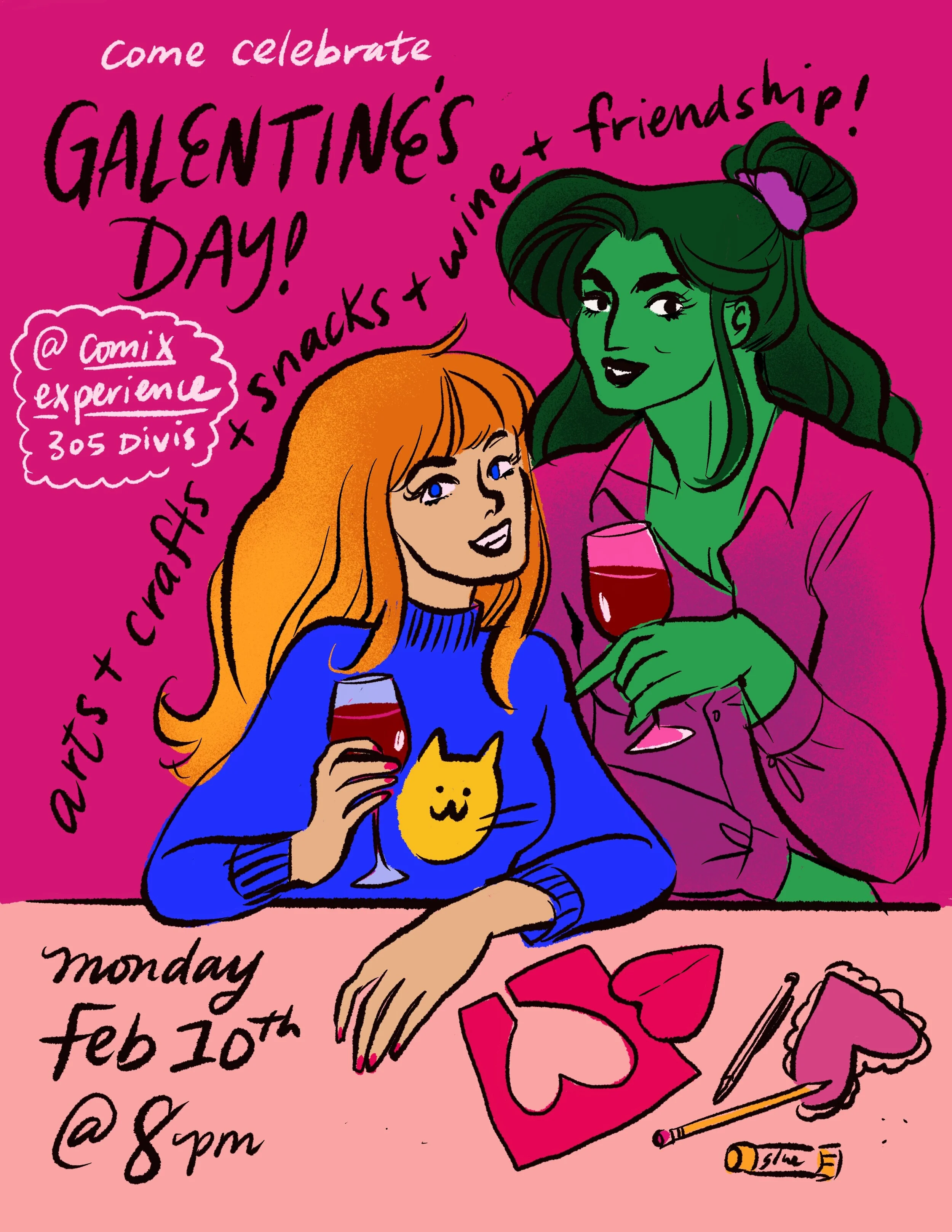 Galentine's Day Craft &amp; Wine Ladies Night