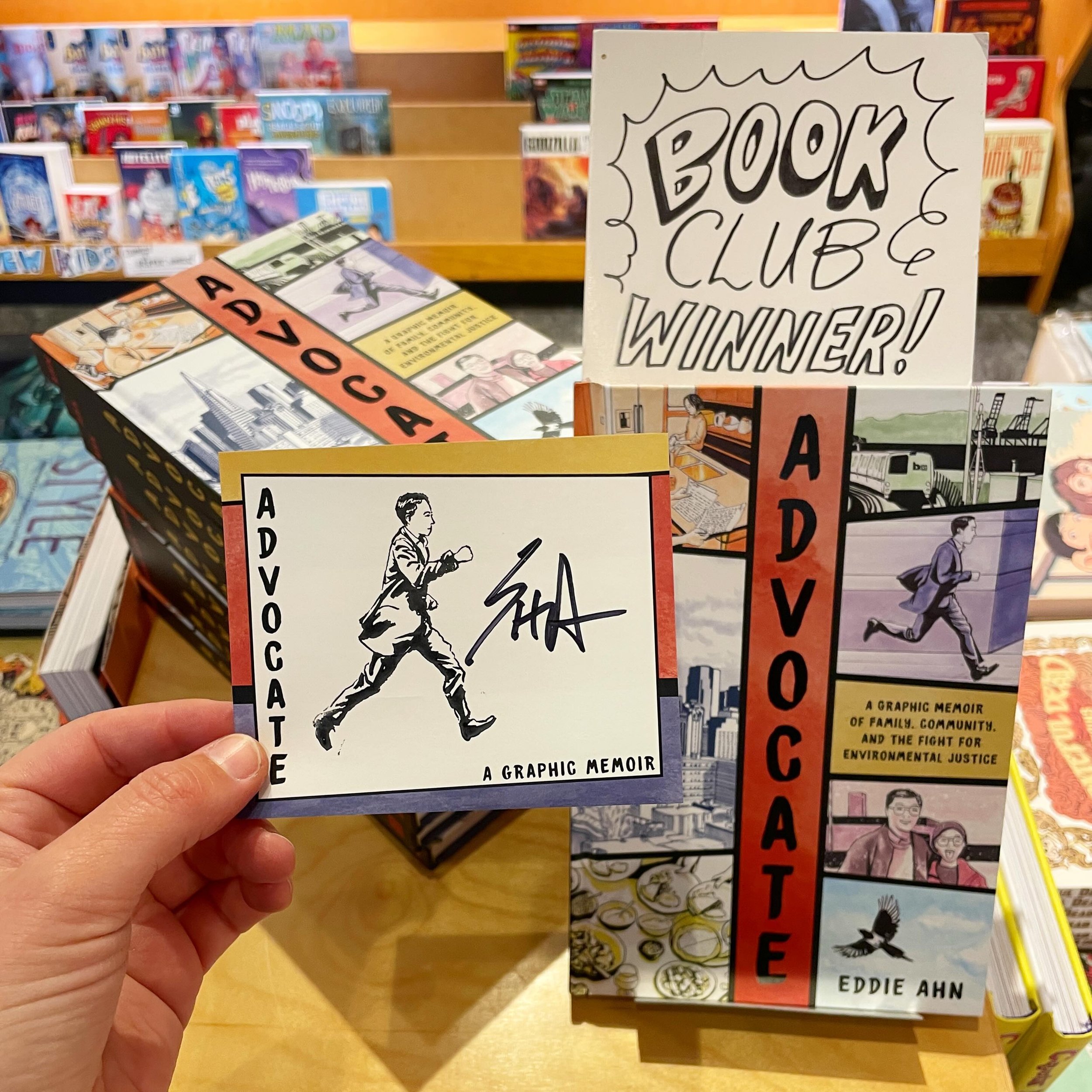 @ehacomics signed bookplate for this month&rsquo;s Graphic Novel Club! Eddie is stopping by the shop for an IRL GNC discussion SUNDAY May 26th @ 10am, hope to see you there!