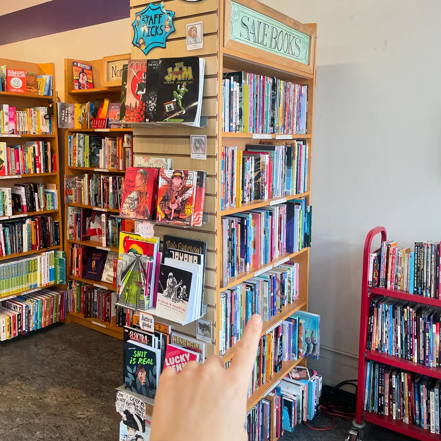 BLACK FRIDAY is EVERYDAY on our SALE shelf where graphic novels are 50% OFF!! 

fyi 😎