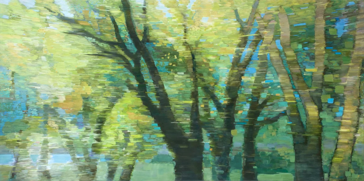 CREEKSIDE &nbsp;• &nbsp;oil and archival print on canvas &nbsp;• &nbsp;44 by 88 inches &nbsp;• &nbsp;2015