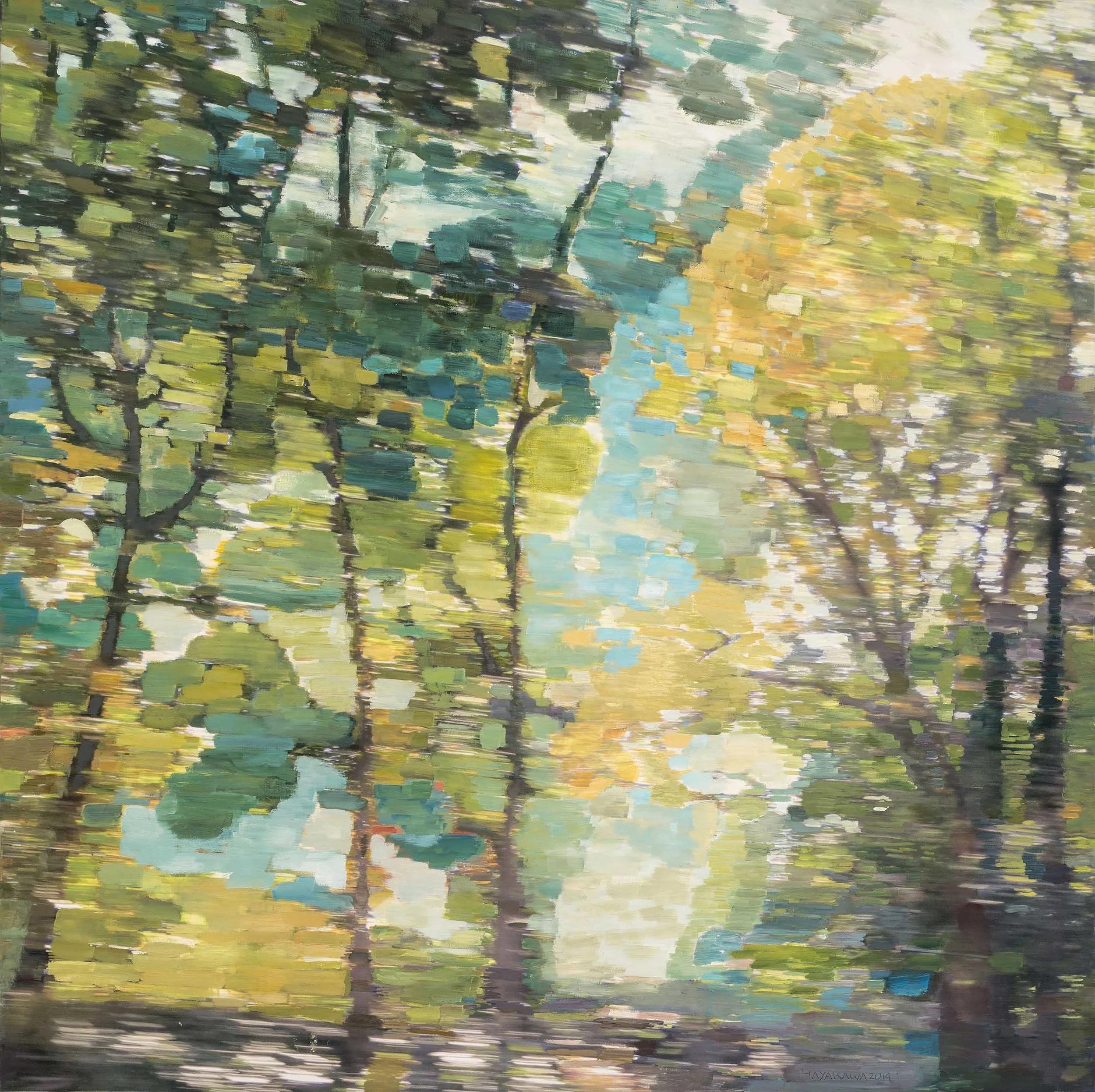 THE BREATH OF TREES &nbsp;• &nbsp;oil and archival print on canvas &nbsp;• &nbsp;44 by 44 inches &nbsp;• &nbsp;2014