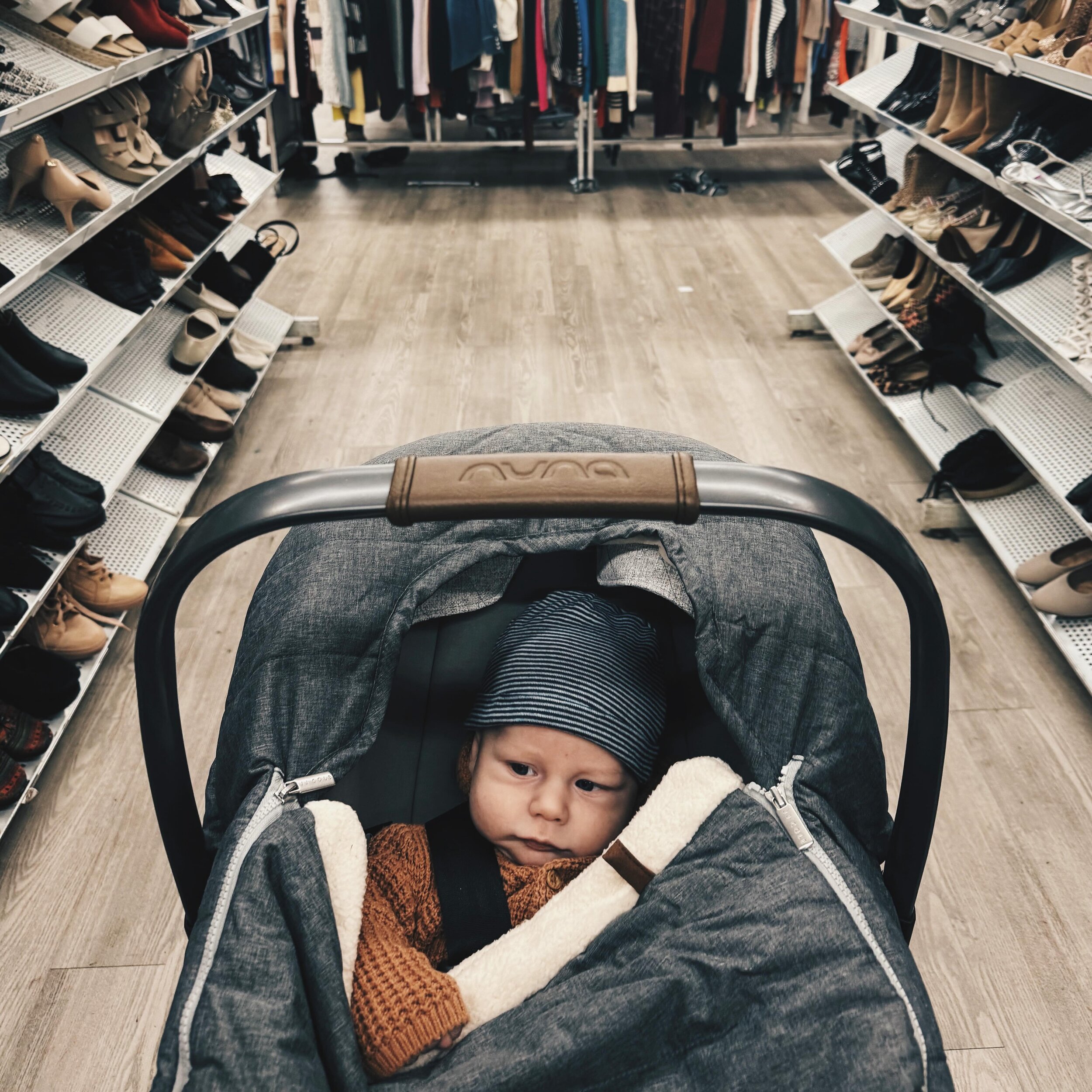 From Grayson&rsquo;s first trip to the thrift store a month ago and now this little hat doesn&rsquo;t fit him anymore. Putting out a gentle request for time to slow down please. #NewMama