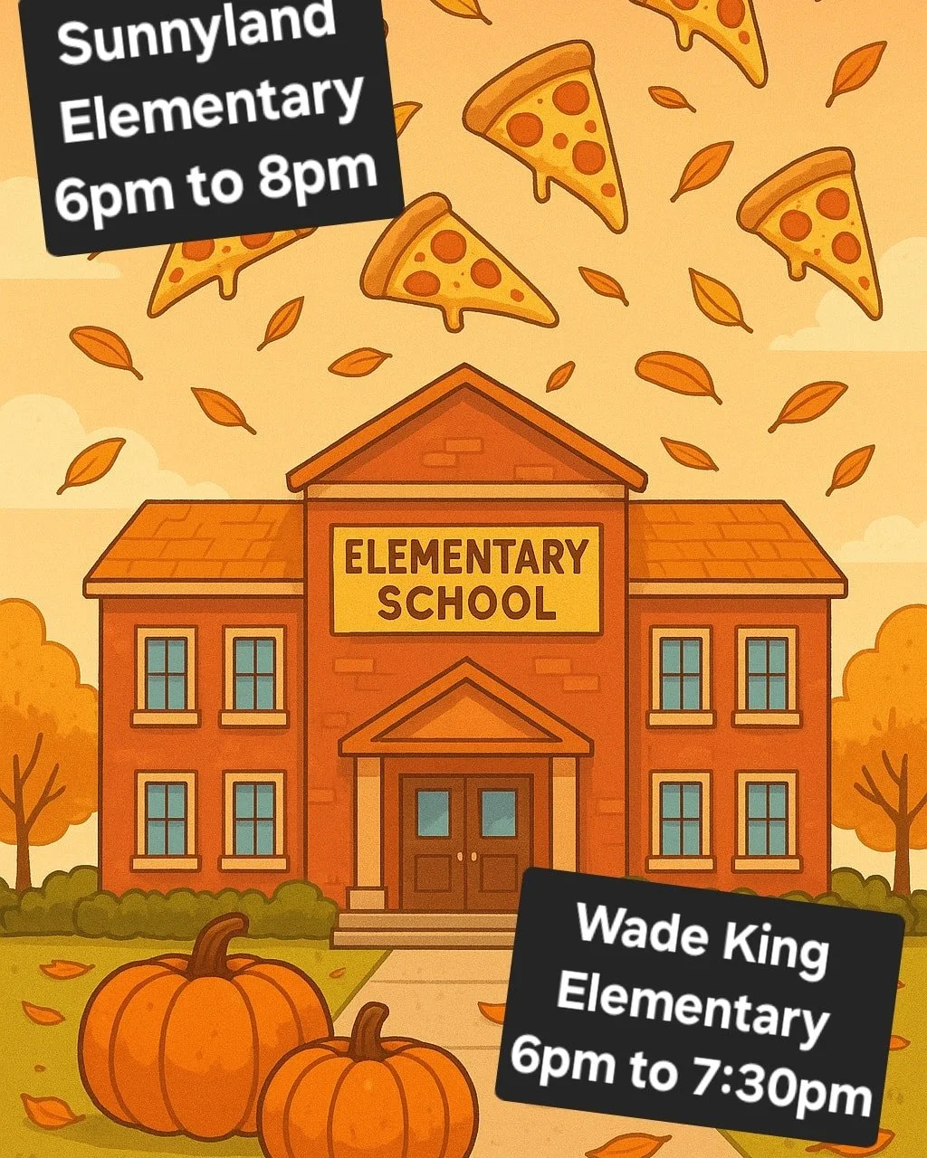 Its Friday and if you have an Elementary school student you have ✌️times the chance to catch us!
 We will be at👇
 
🌞➡️ Sunnyland Elementary Harvest Festival 6pm to 8pm
 🤴➡️ Wade King Elementary Fall Festival 6pm to 7:30pm