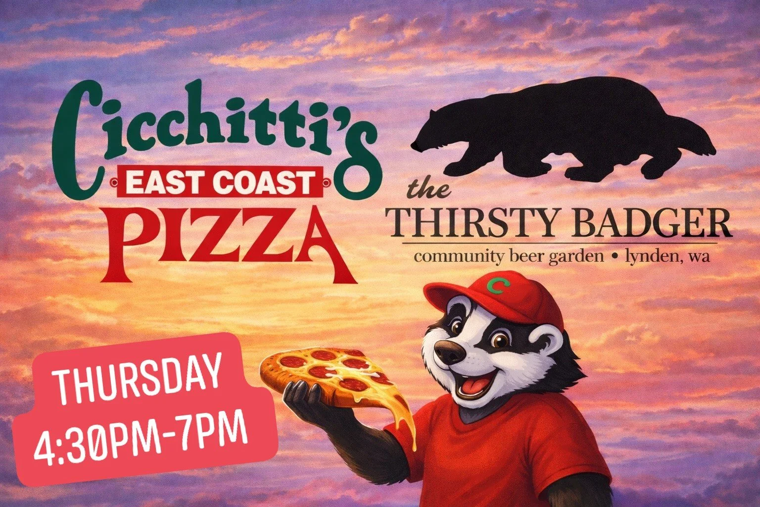 It's Thursday, and we will be at The Thirsty Badger tonight from 4:30pm-7pm! Come on down and have some dinner before enjoying Open Mic! 

Call your order in to (360) 820-5333