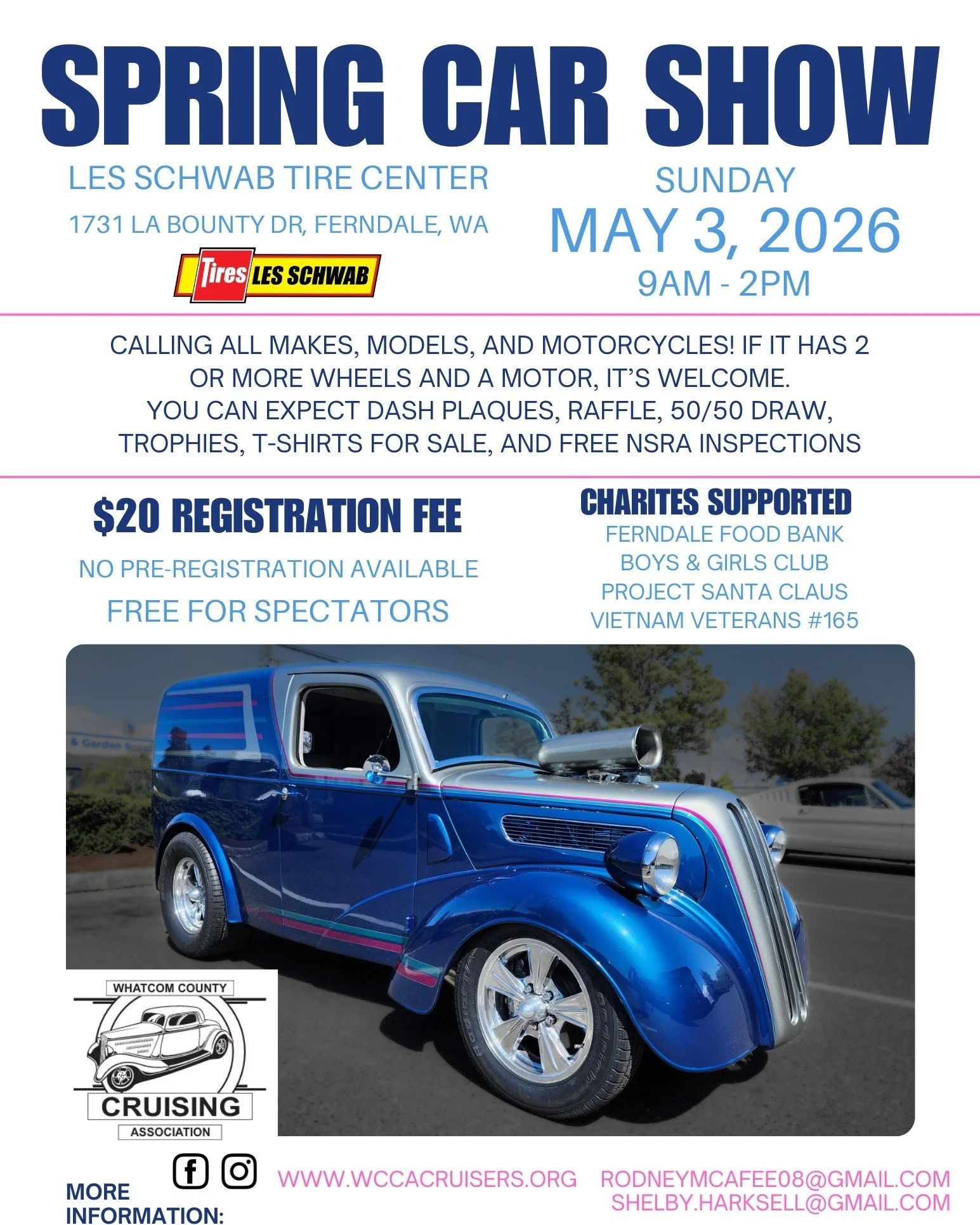It's a beautiful Sunday, and we are at the WCCA Spring Car Show from 9am-2pm! Come on down and enjoy some hot rods and hot pizza!