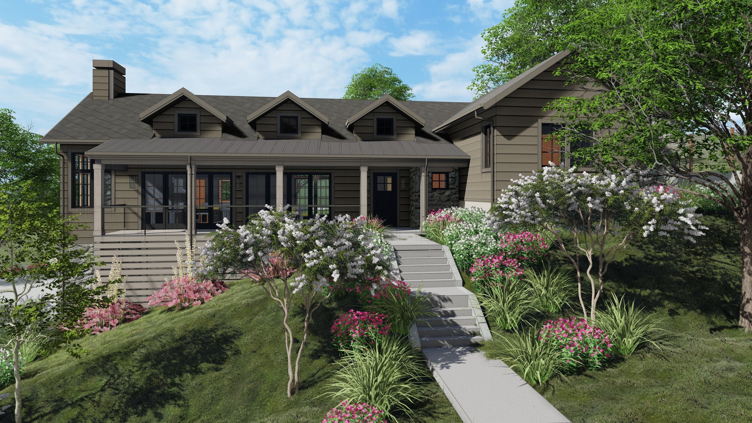 J &amp; J Ranch lot 3 custom home rendering--Modern Cottage--Orinda, CA