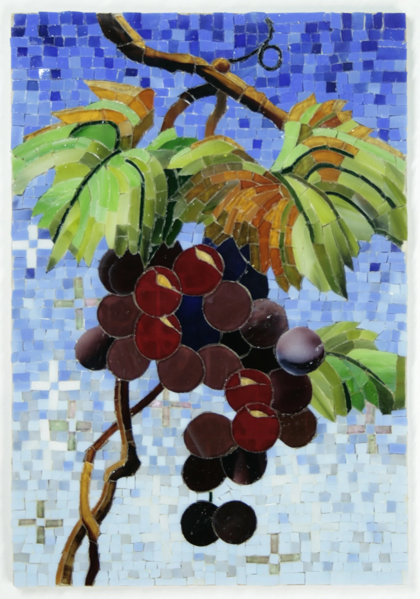 ©2021, Dale R. Molnar, I am the Vine. Glass tesserae mosaic, framed 13” x 10”. $960. 