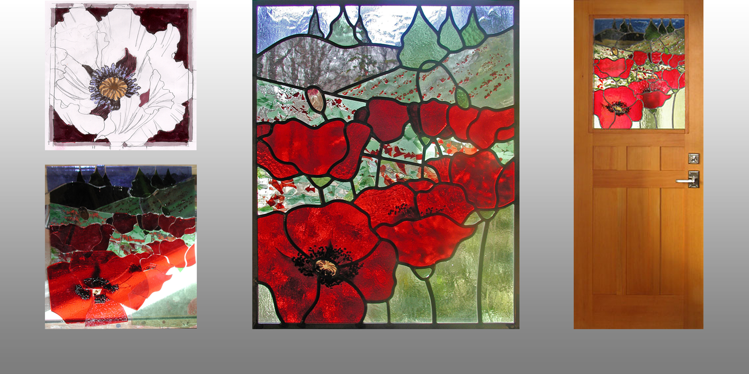 Poppies - door panel, Private Residence