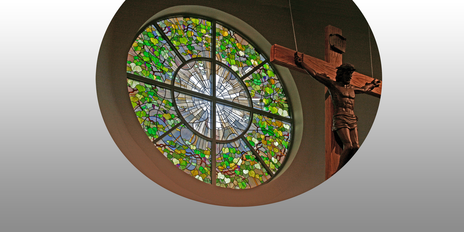 The Most Holy Trinity Rose Window - St. John Neumann Catholic Church, Lilburn GA