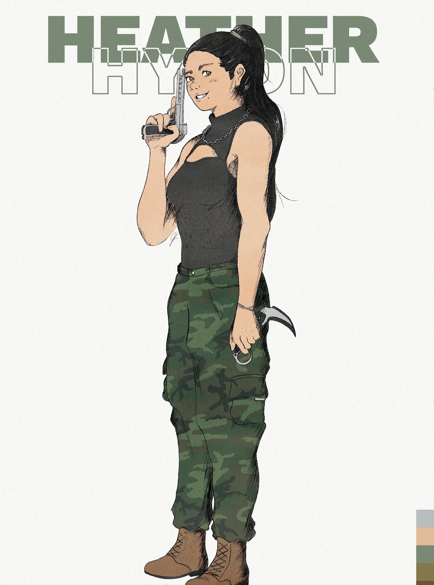 My main OC Heather Hyeon from my IcarusCode universe! Check out her lore below or go to my site (link in bio) to find out more about the world as a whole!!

Heather lore: 
A weaponsmith from Novuso Fin&eacute;. After the deaths of her parents in a la