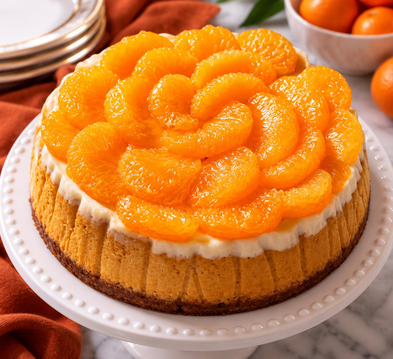 Sweet Potato Cheesecake with Mandarin Oranges