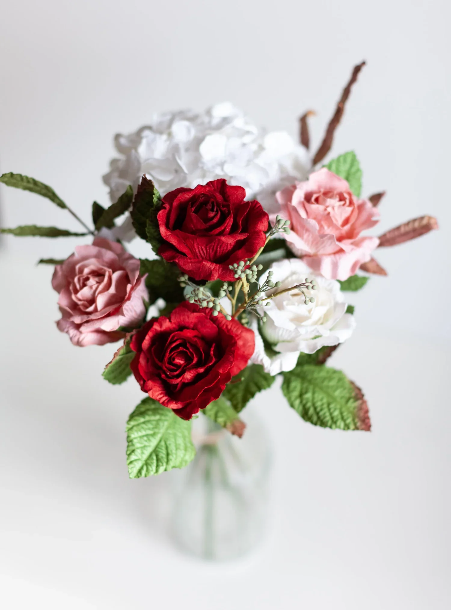 Paper Flower Red & Pink Roses Bouquet