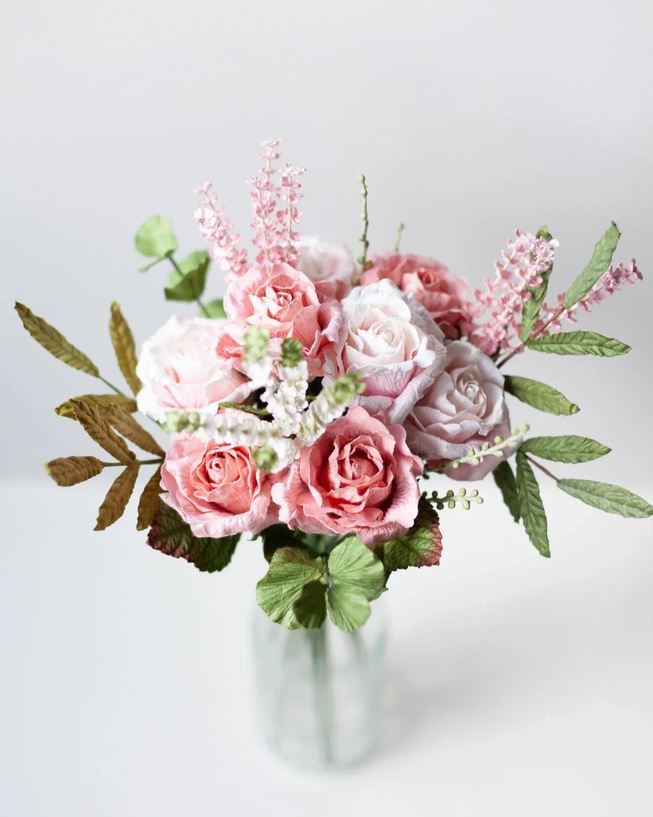 Paper Flower Sweet Pink Roses Bouquet