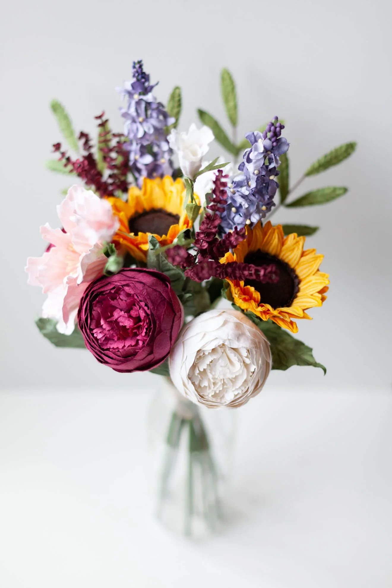 Paper Flower Mixed Sun Flower and Peony Bouquet