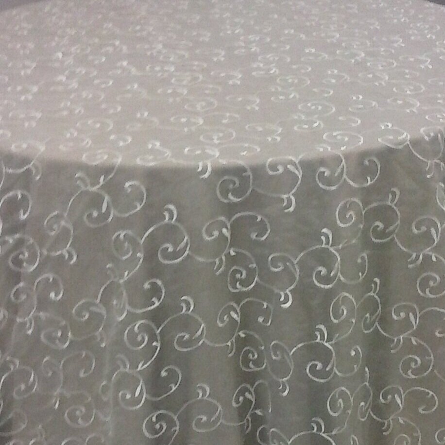 Ivory Scroll Organza