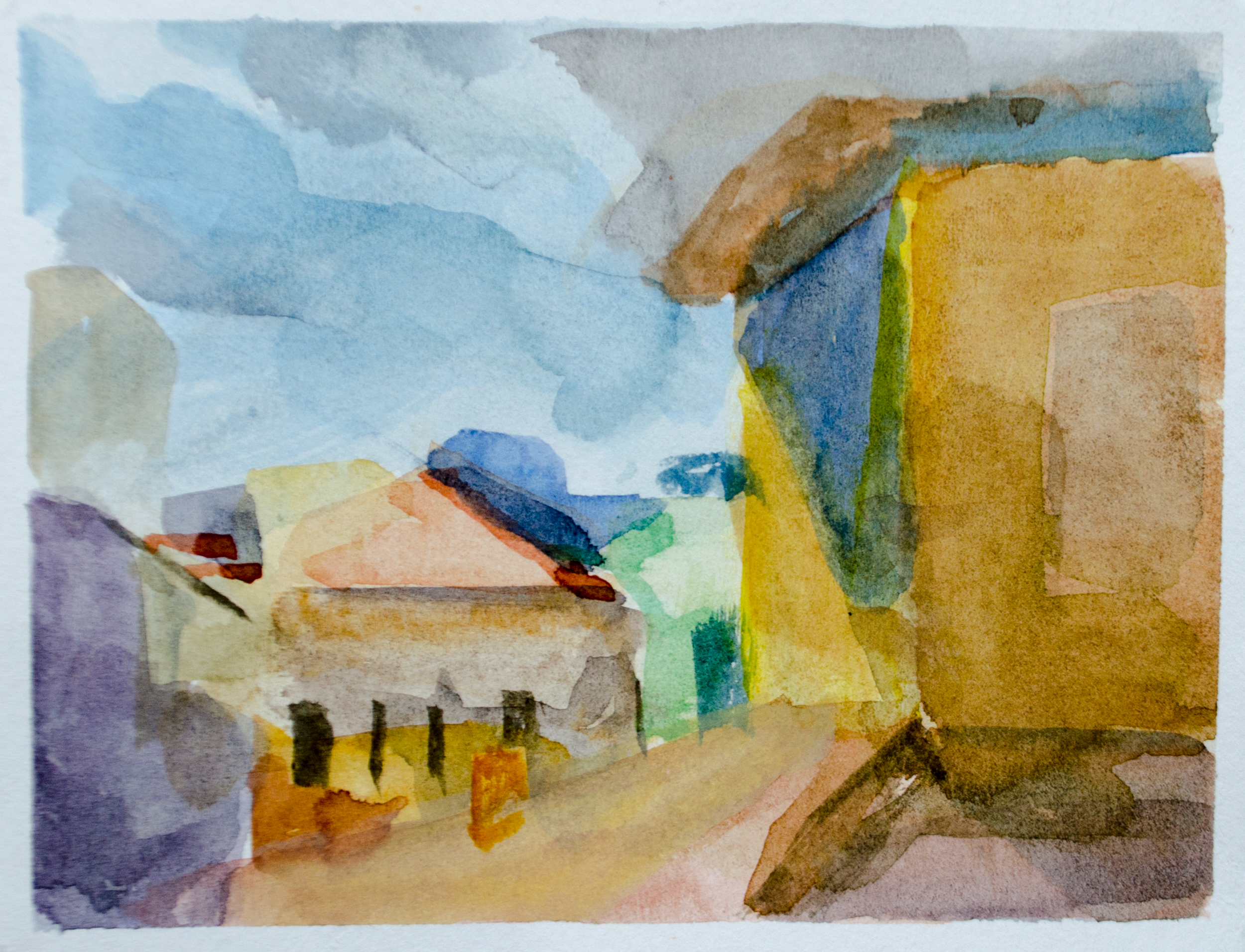 Swanky Rooftop View | 4" x 5" | Watercolor on Paper | 2013