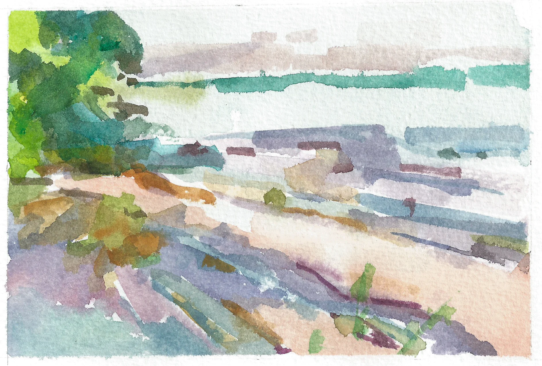 Striped Beach | 4" x 6" | Watercolor on Paper | 2018