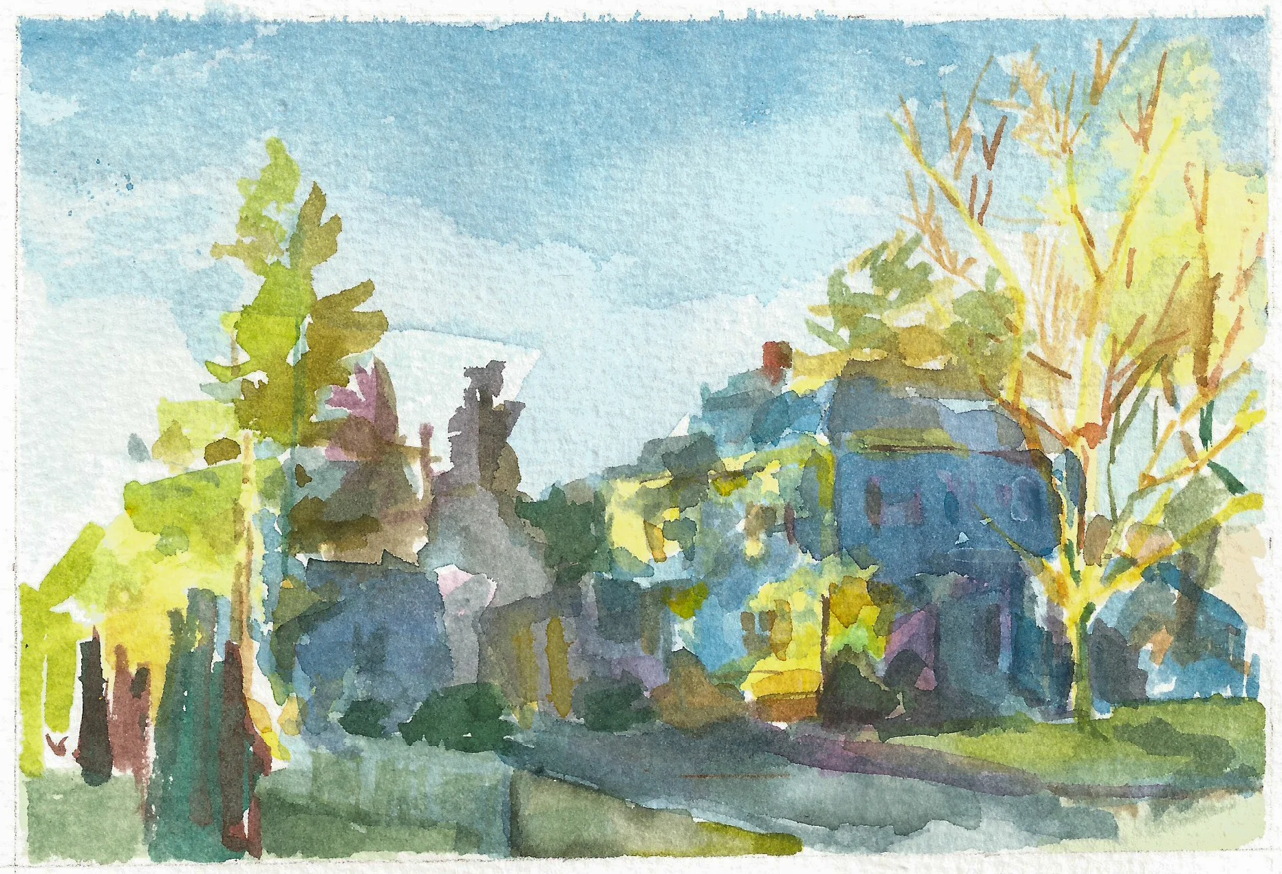 At the Corner of Silver and Arch | 4" x 6" | Watercolor on Paper | 2018