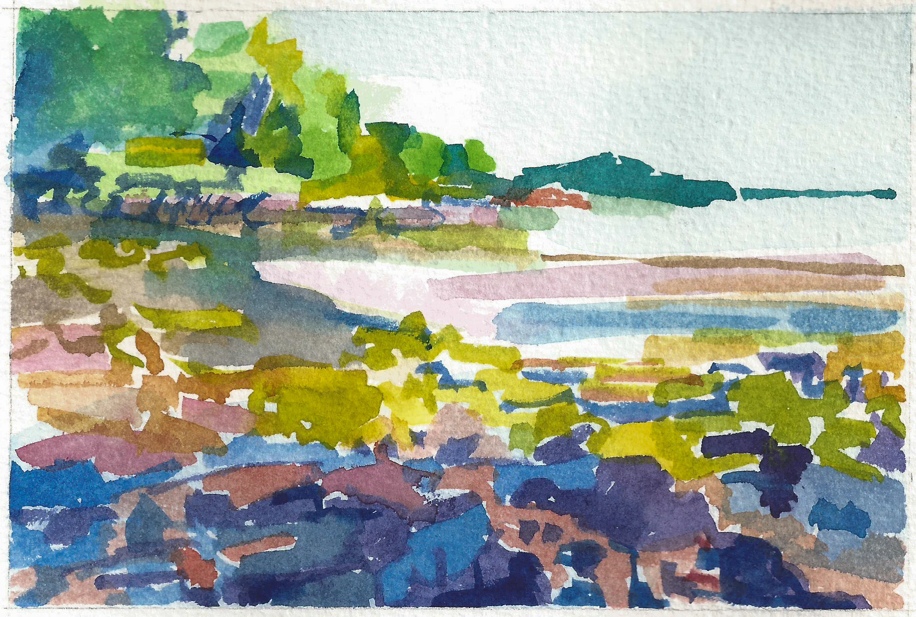 Teal Horizon | 4" x 6" | Watercolor on Paper | 2018