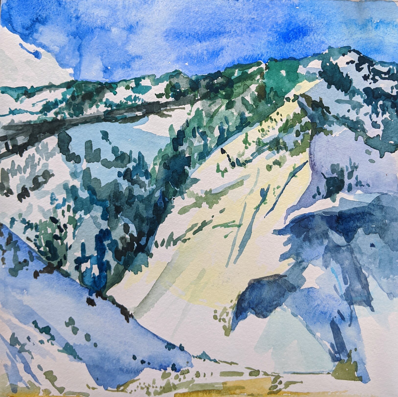 Slope | 8" x 8" | Gouache on Paper | 2020