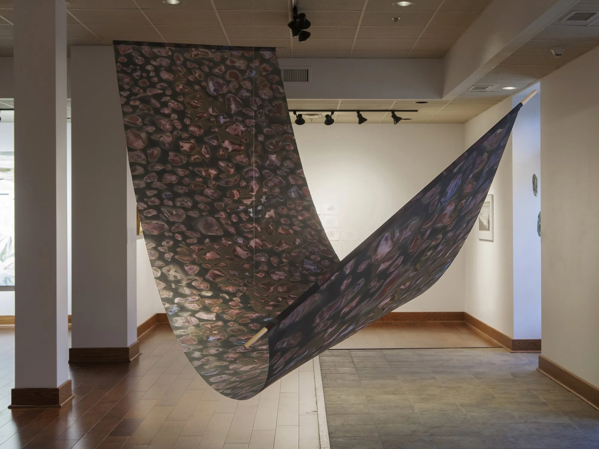 Stone Shadows, digital photograph of lumen print on polysilk (1 metre x 4.6 metres / 42" x 180"), photo: Karen Asher 