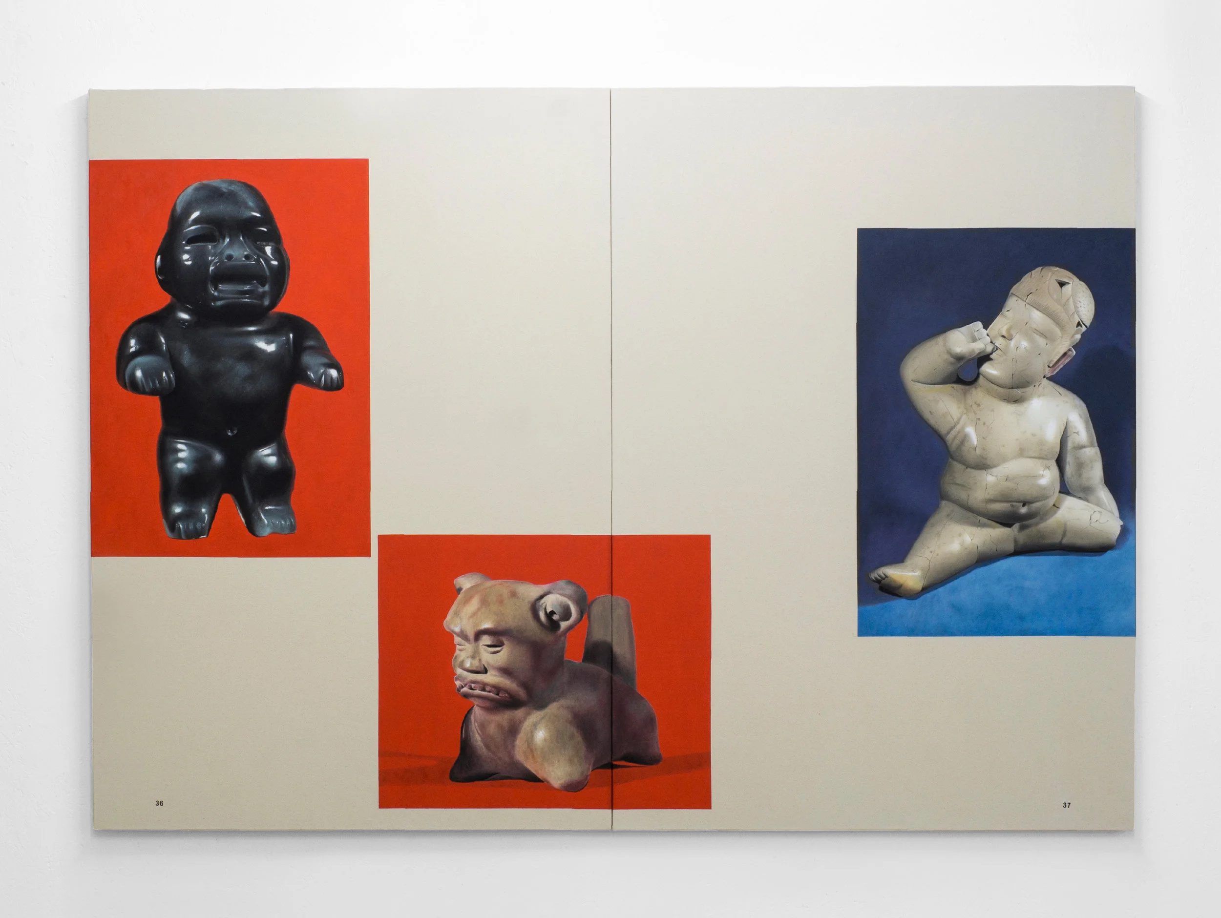 36, 37 , oil and letraset on canvas, 150 x 210 cm, 2017