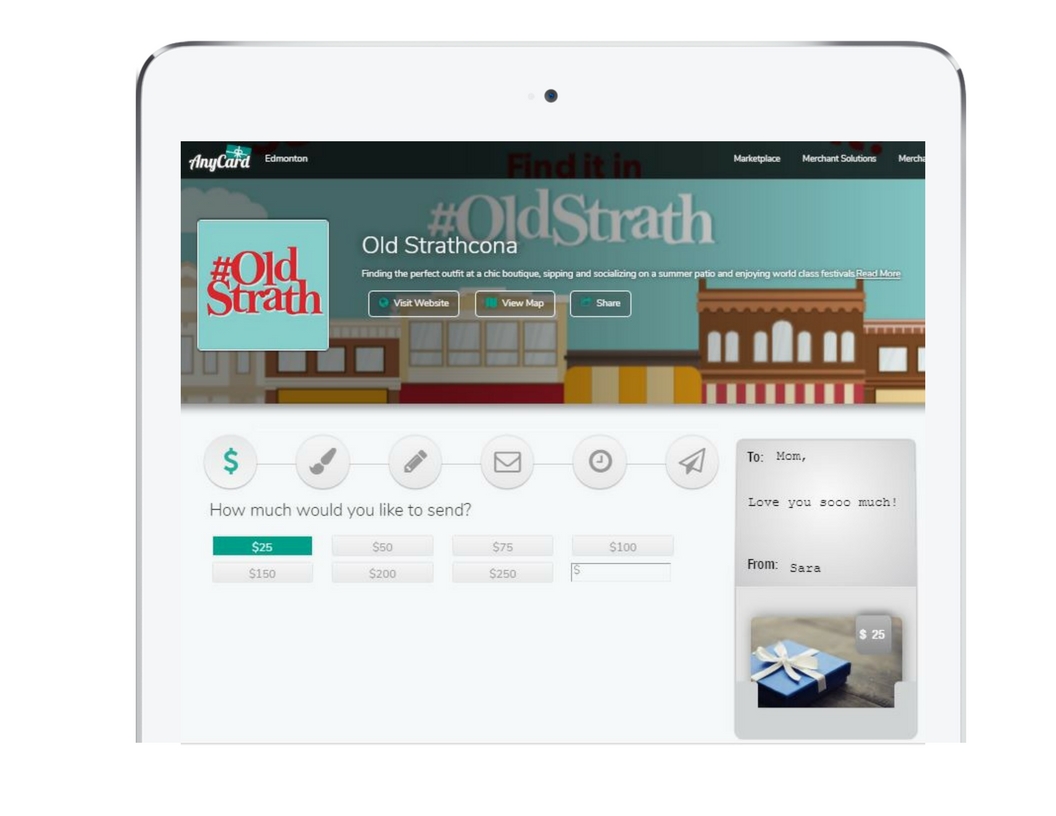 Customers purchase e-gift cards through the BIA website, social media pages or AnyCard.ca. A complete list of participating merchants is listed on the BIA's website. 