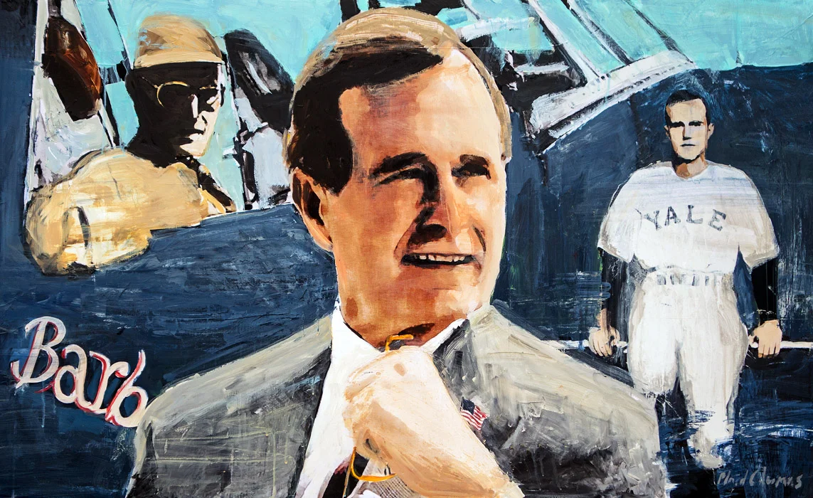 Bush 41 mixed media on panel 30 x 48 inches