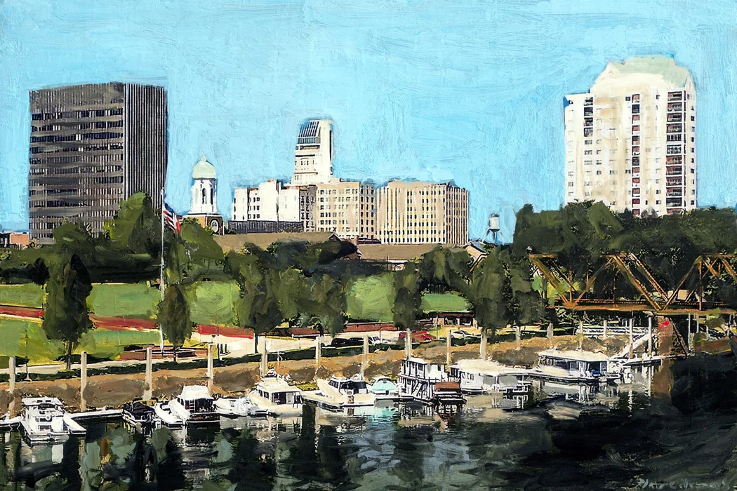Augusta Riverfront mixed media on panel 24 x 36 inches SOLD / COMMISSION