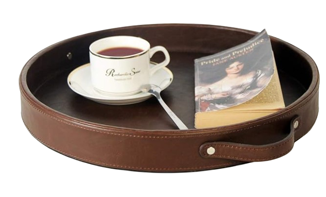  Leather Round Serving Tray