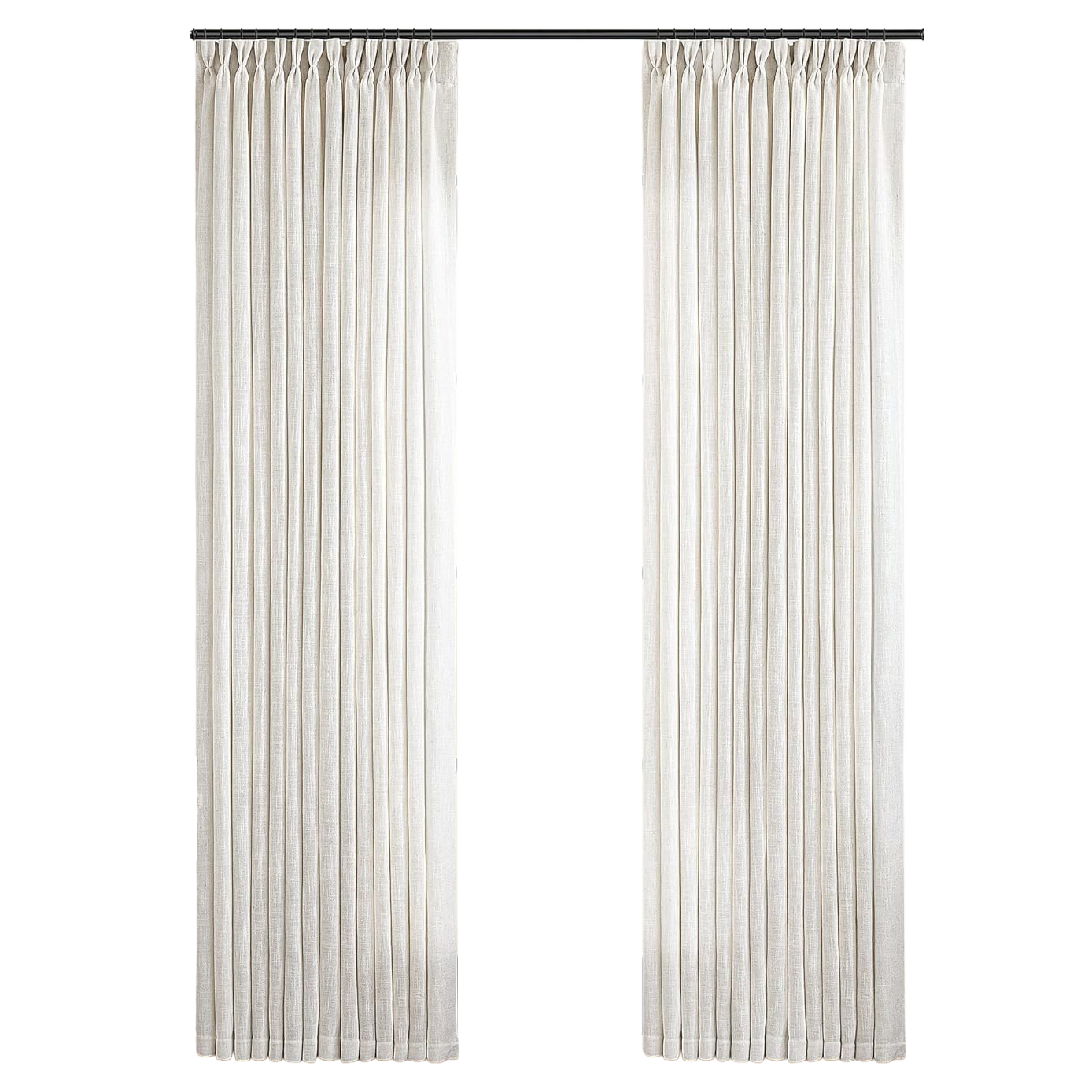 90 Inch Pinch Pleated Linen Curtains 2 Panel Set