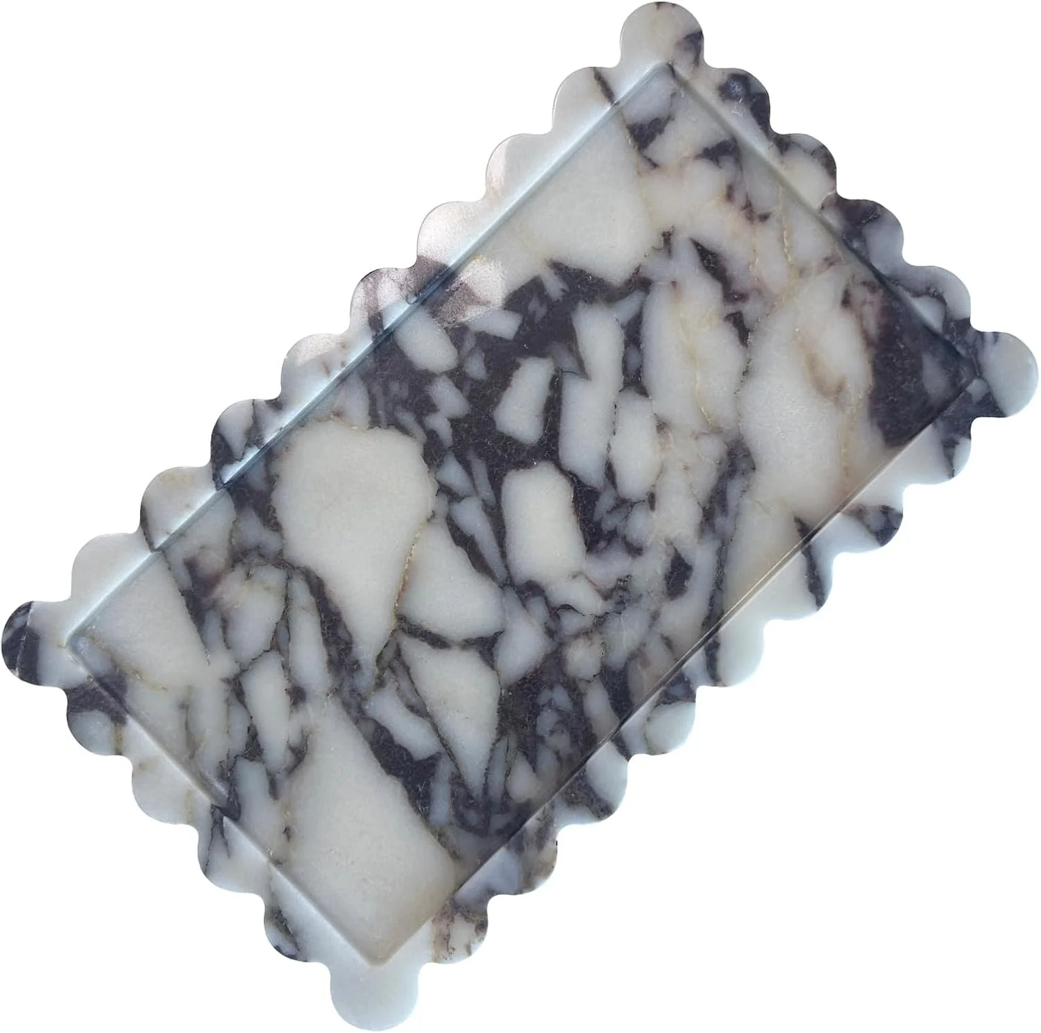 Large Marble Tray with Scalloped Edge